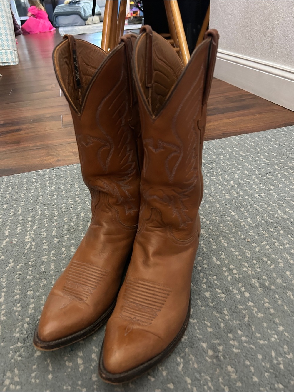 Vintage Lucchese Brown Leather Cowboy Boots Made in the USA